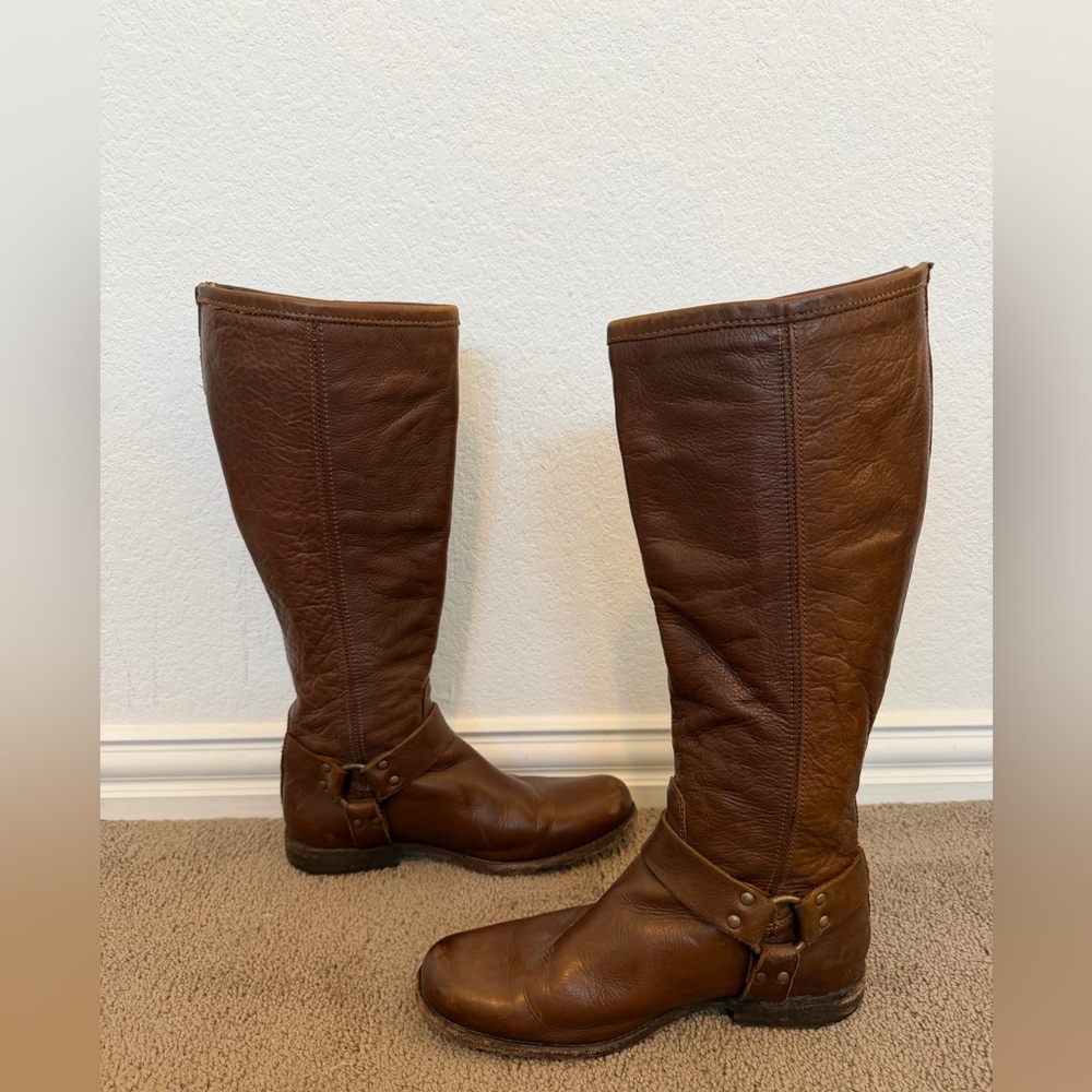 Frye Boots Women’s Size 8.5B Phillip Riding Boot Tall Cognac - Picture 6 of 10